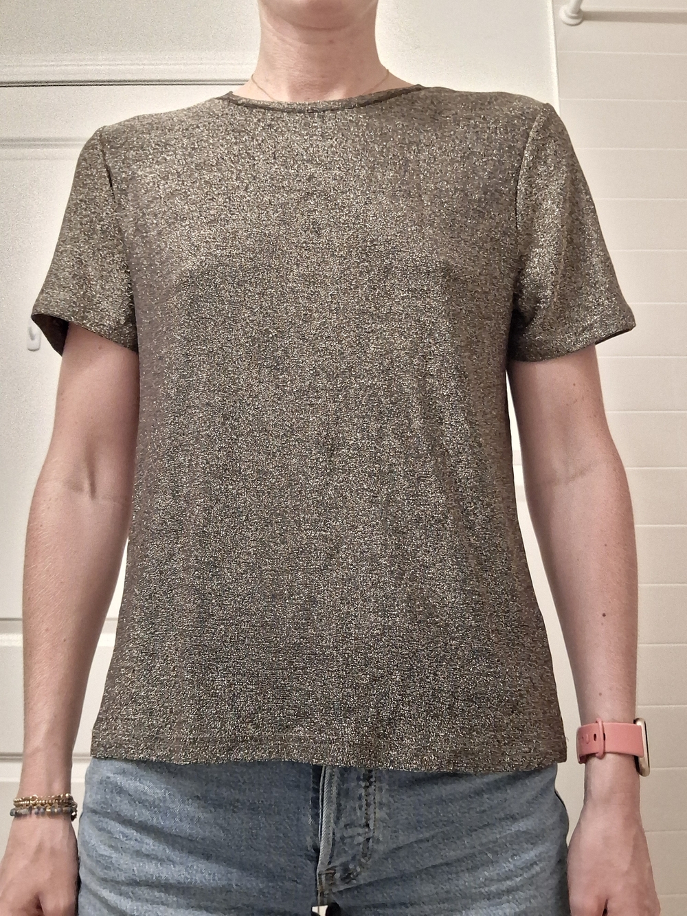 Metallic Gold Short-Sleeve Crewneck Tee